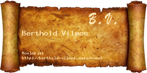 Berthold Vilmos névjegykártya